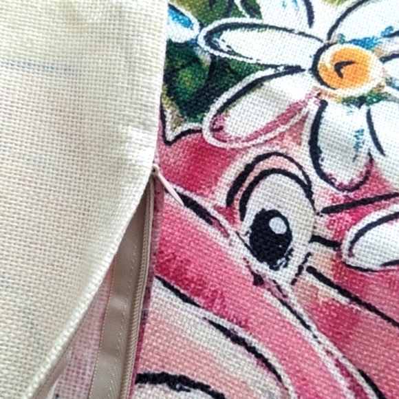 NEW Daisy PIG Pillow Cover 20X20" Pink Farmhouse Farm Life Country Year of the - Picture 7 of 8